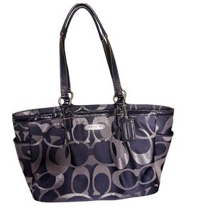 Coach Signature Oversized C Tote Navy Silver Y2K Shoulder Bag